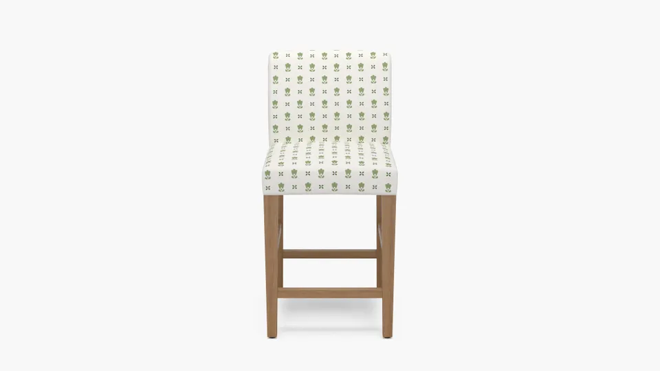 Signature Dining Counter Stool, Jade Mod Fleur, Natural Square Tapered Leg