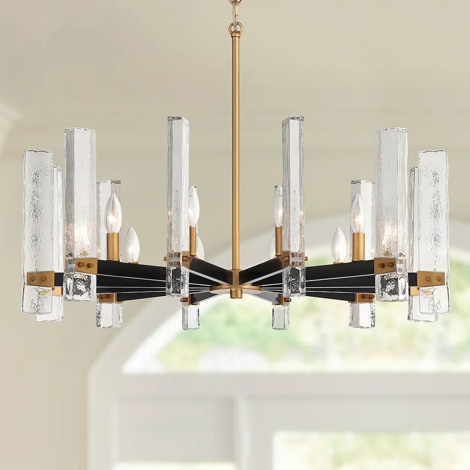 Possini Euro Daphne 32 1/4" Wide Gold Black 12-Light Modern Chandelier