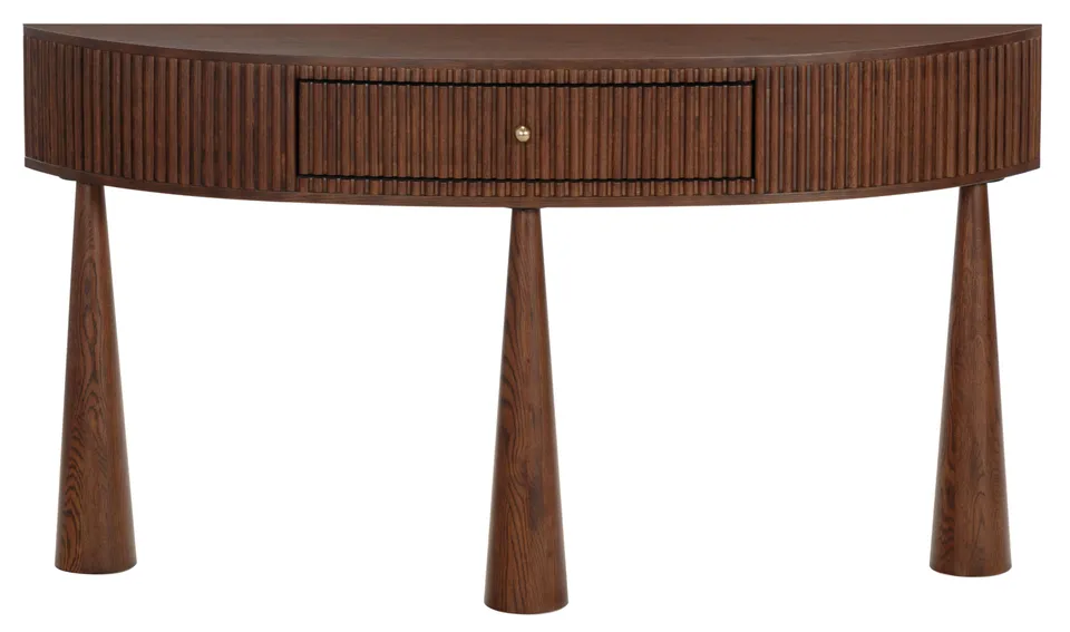 Safavieh Couture Vivietta Fluted Wood Console Table, Walnut / Brass