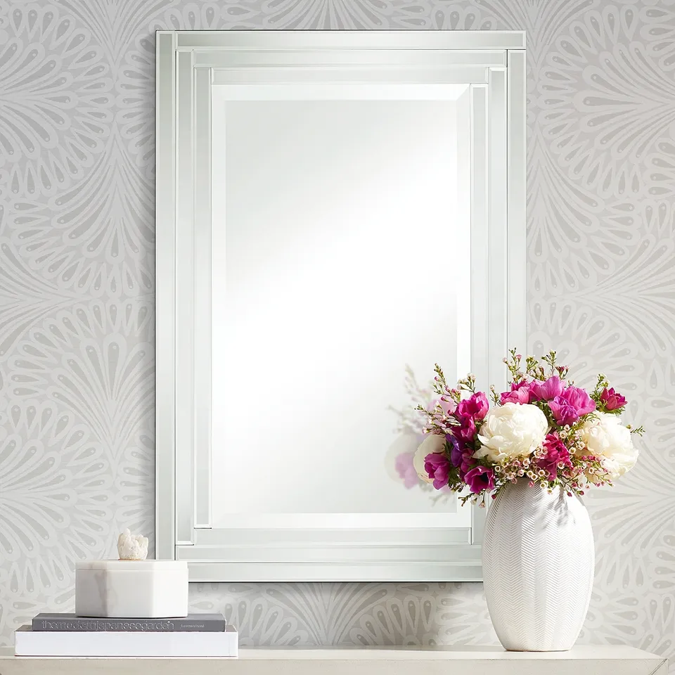 Uttermost Vedi Stepped Glass 24 3/4 x 36 3/4 Rectangular Wall Mirror