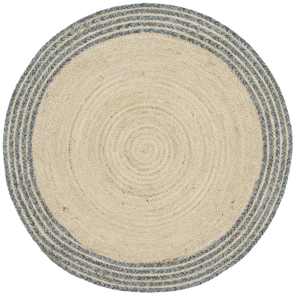Arlo Home Hand Woven Area Rug, CAP204D, Ivory/Blue,  3' X 3' Round