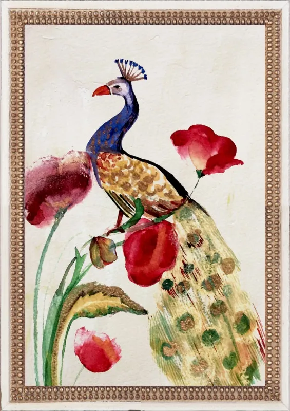 blue gold peacock by Ruti Shaashua for Artfully Walls