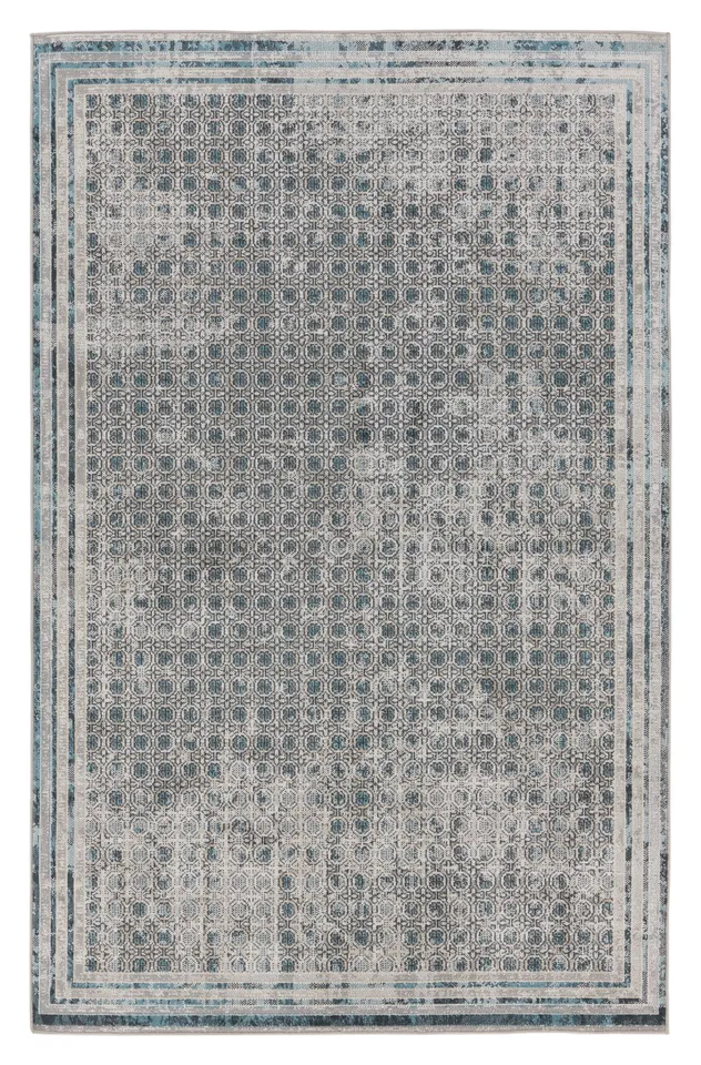 Vibe by Allora Trellis Light Gray/ Blue Area Rug (5'3"X8')