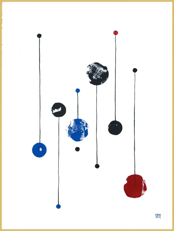 7 black 2 red 4 blue by Skye Schuchman for Artfully Walls