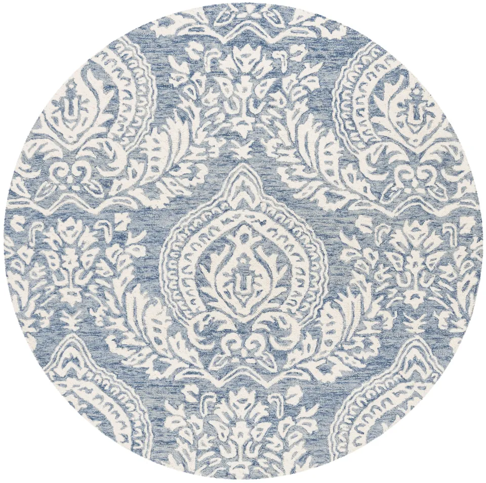 Arlo Home Hand Tufted Area Rug, MLP512M, Blue/Ivory,  5' X 5' Round