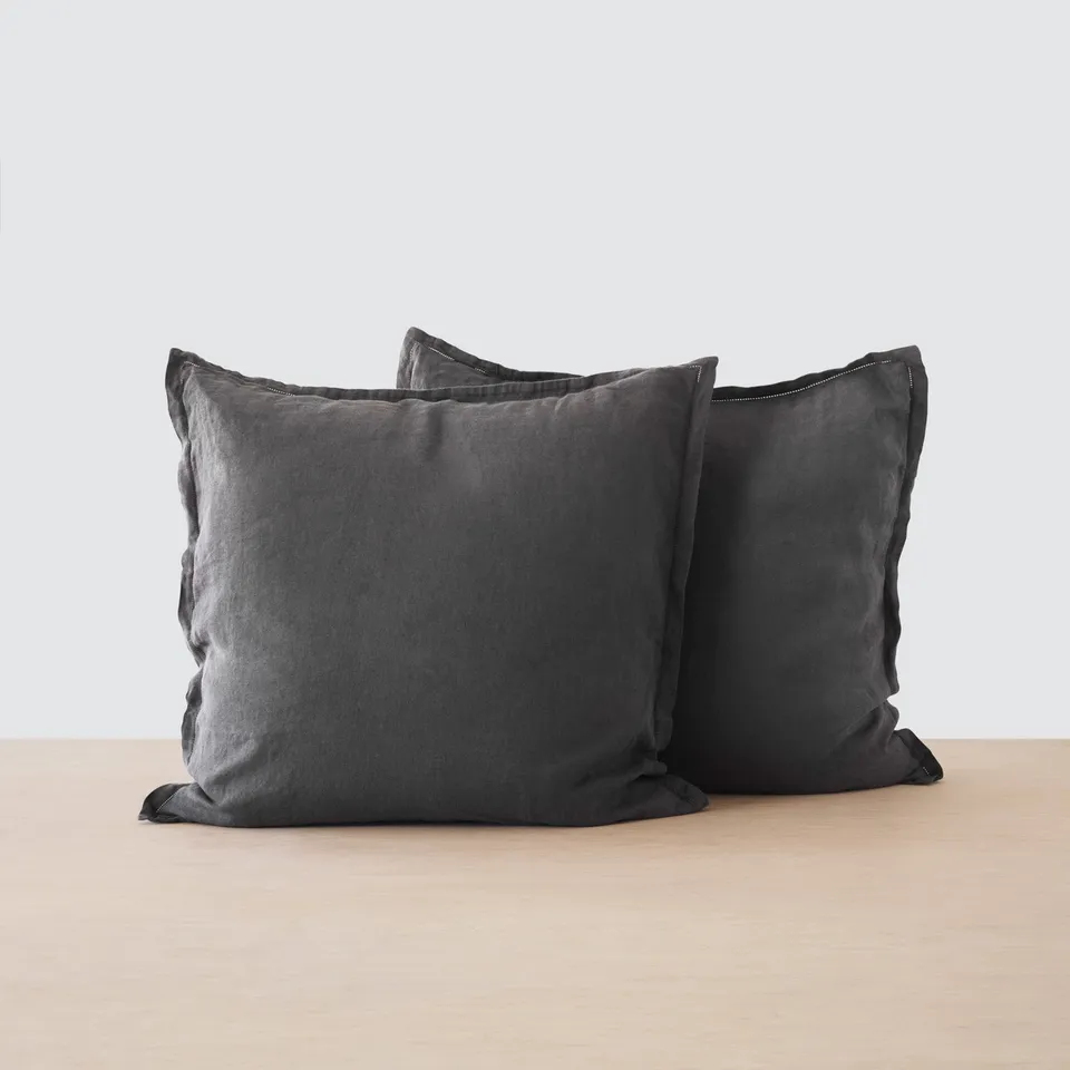 The Citizenry Stonewashed Linen Euro Shams Set of 2 | Charcoal