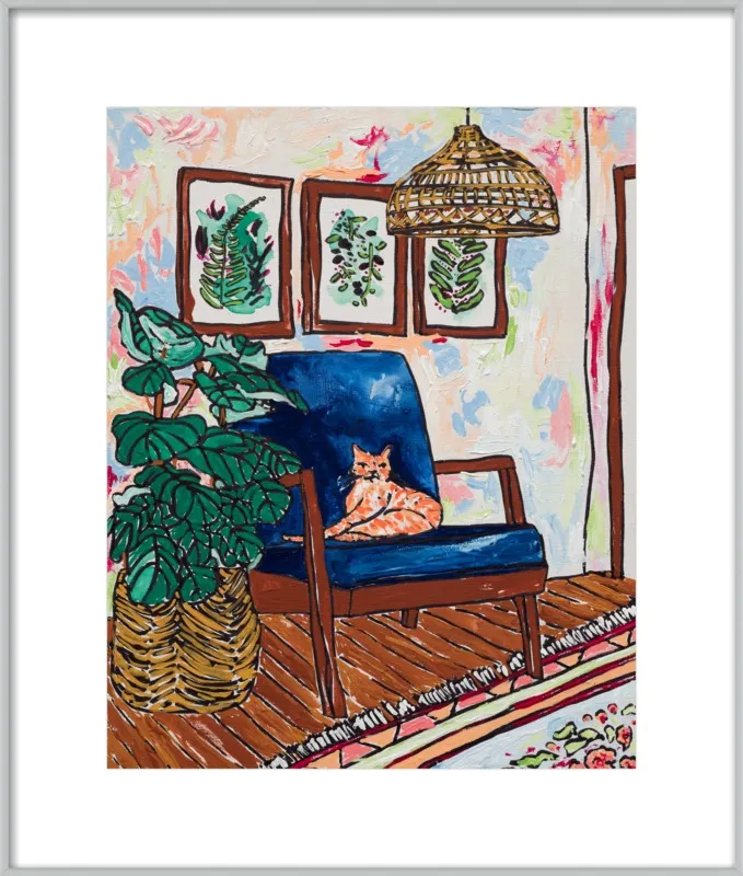 Ginger Cat in Mid Century Chair by Lara Lee Meintjes for Artfully Walls