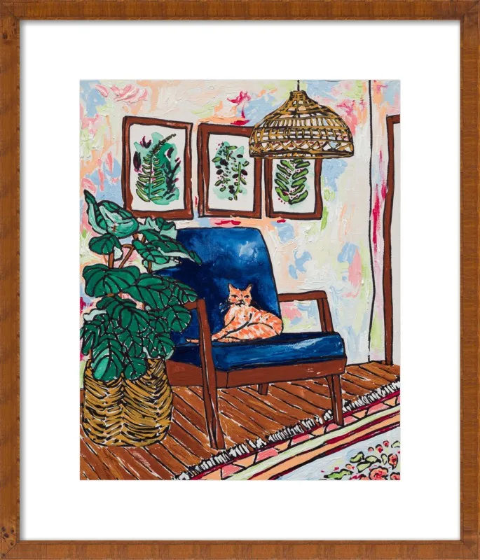 Ginger Cat in Mid Century Chair by Lara Lee Meintjes for Artfully Walls