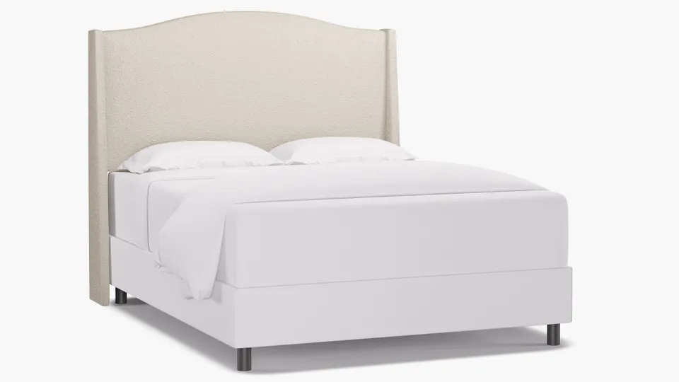 Classic Wingback Headboard, Snow Boucle, Queen