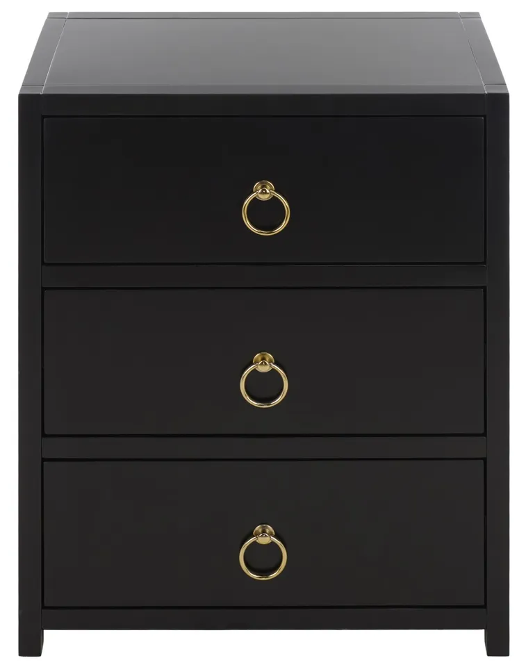 Sadie 3 Drawer Nightstand - Black