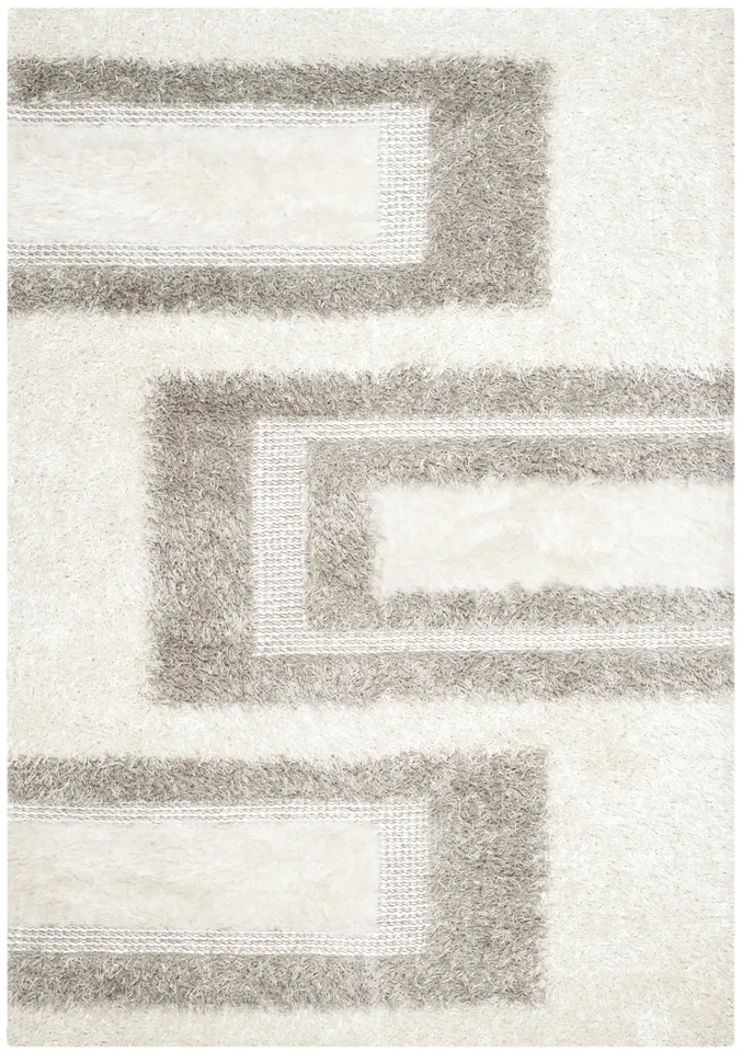 Arlo Home Hand Tufted Area Rug, MAN522A, White/Grey,  6' X 9'