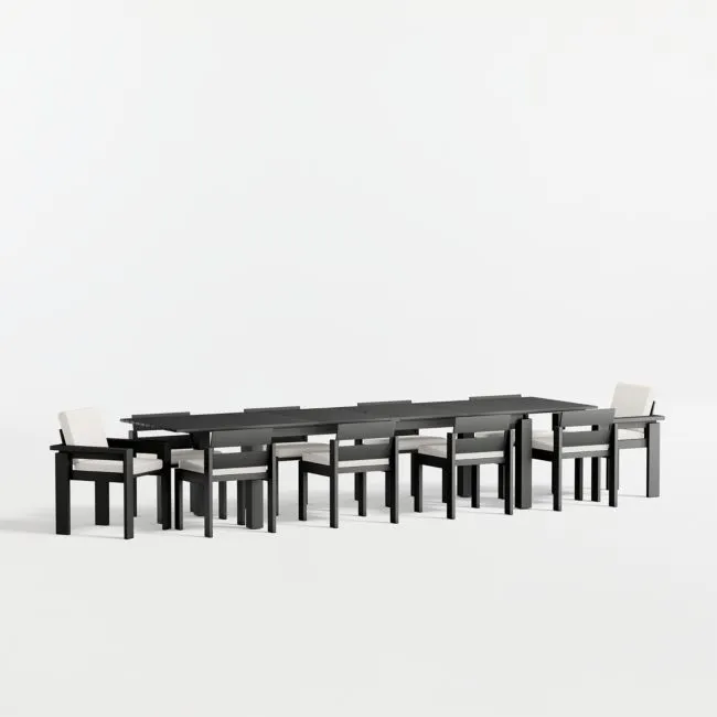 Walker 96"-144" Metal Extendable Outdoor Dining Table Set with Canvas Canvas Sunbrella ® Cushions