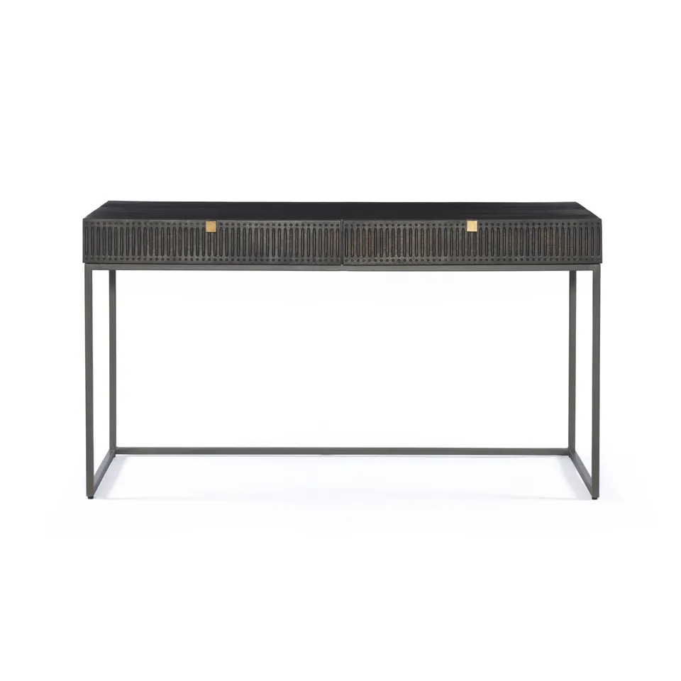Kelby Writing Desk-Carved Vintage Brown