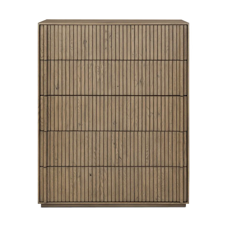 Leo 5-Drawer Dresser - Rustic Grey Veneer