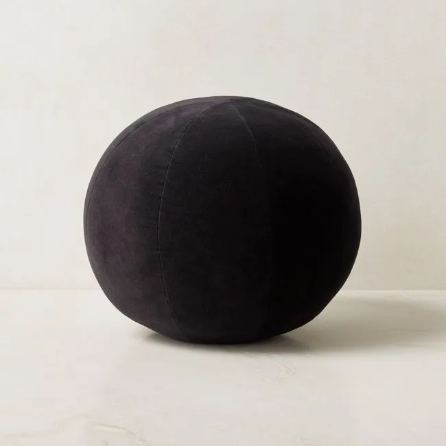Terre Black Velvet Sphere Throw Pillow 12"