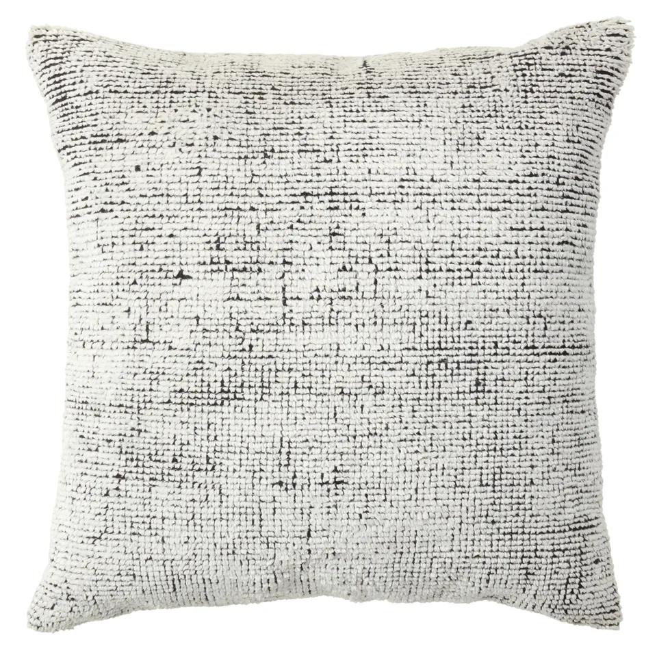 Bacci MNT01 Handmade Solid Cream And Black Poly Filled Pillow (24")