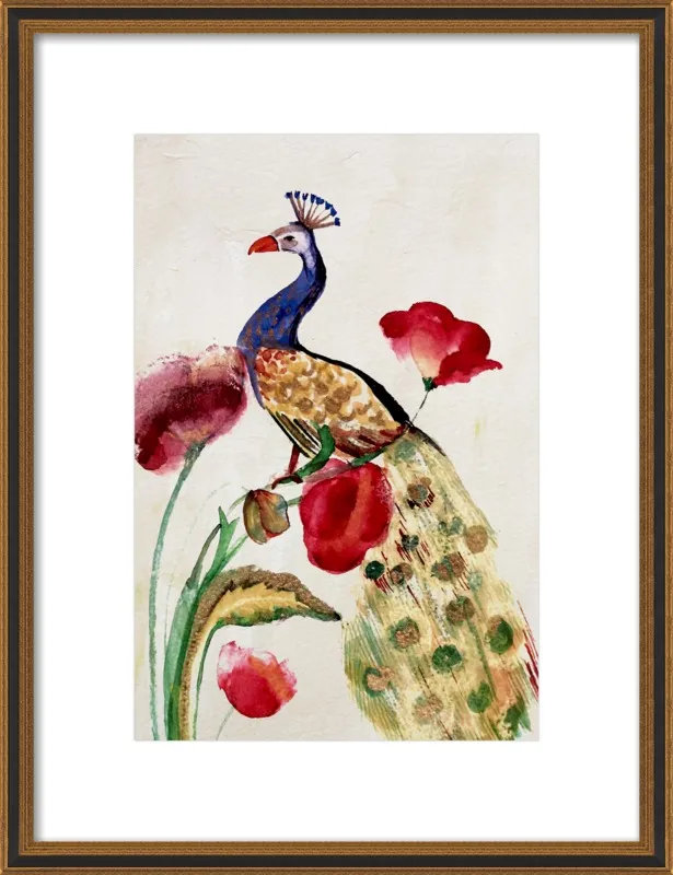 blue gold peacock by Ruti Shaashua for Artfully Walls
