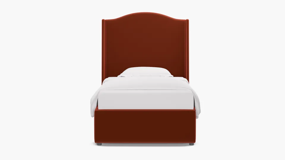Curved Wingback Bed, Rust Performance Velvet, Twin