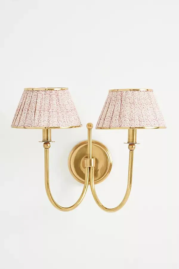 Lee Double-Articulating Shaded Brass Sconce Wall Light