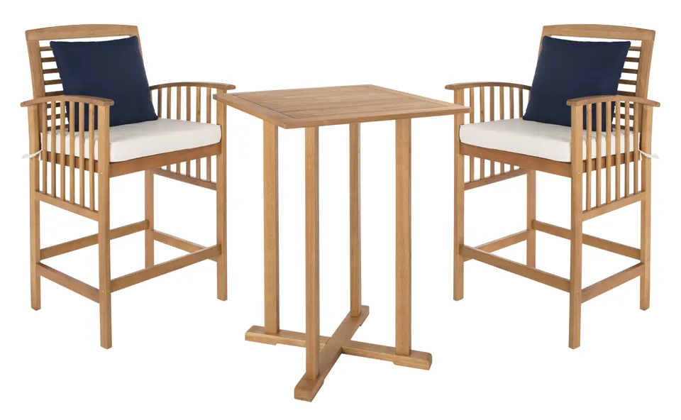 Pate 3 Piece Bar 39.8-Inch High Table Bistro Set - Natural/White