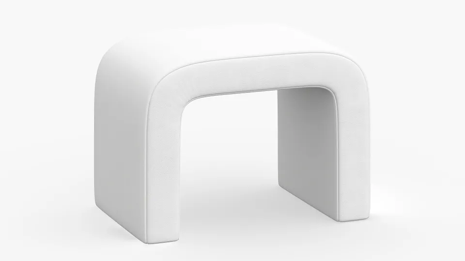Waterfall Ottoman, White Classic Velvet