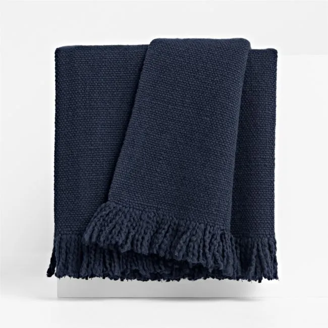 Heirloom 70"x55" Merino Wool Deep Indigo Throw Blanket