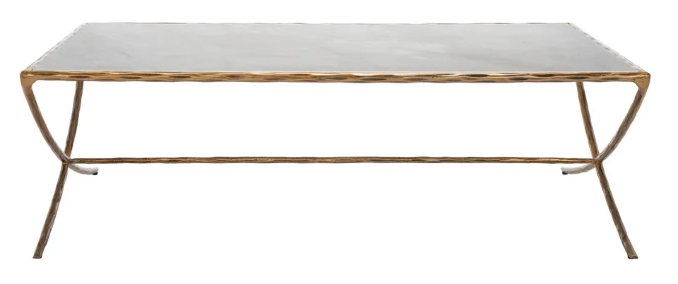 Debbie Rectangle Metal Coffee Table - Brass/White
