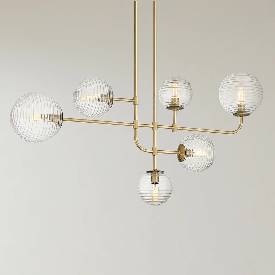 Possini Euro Saunders 40" Wide Soft Gold Linear 6-Light Pendant Light