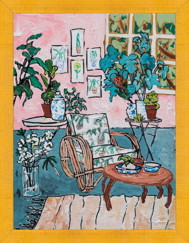Cane Chair in Tropical Interior by Lara Lee Meintjes for Artfully Walls
