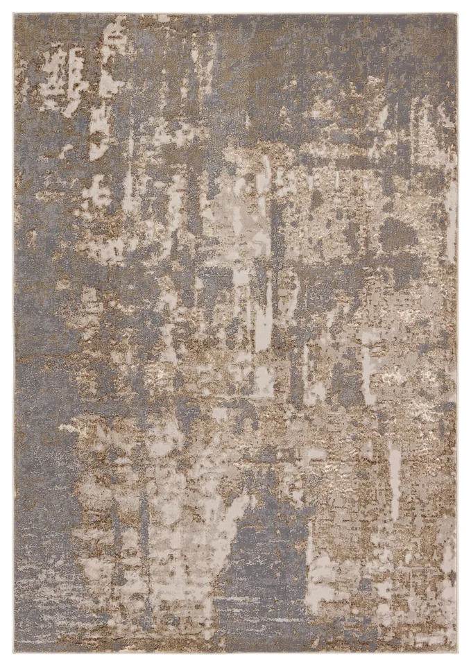 Raistlin Abstract Gold/ Gray Runner Rug (2'2"X8')