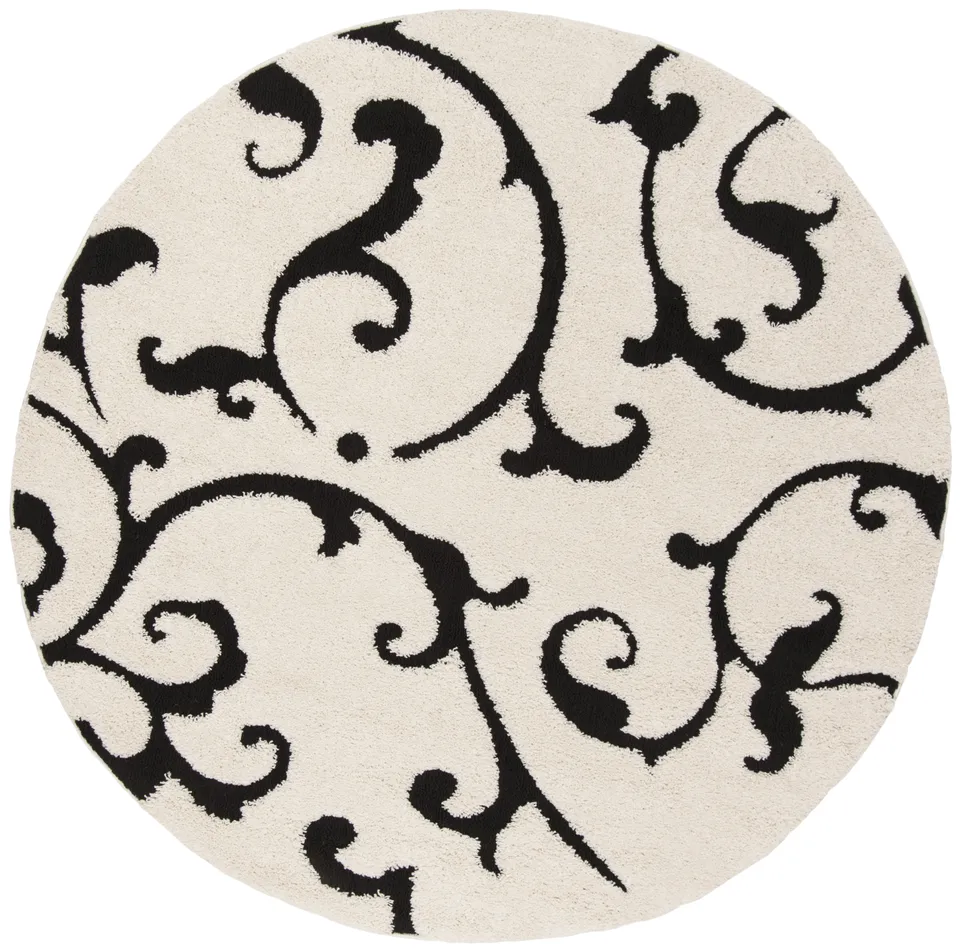 Arlo Home Woven Area Rug, SG476-1290, Ivory/Black,  6' 7" X 6' 7" Round