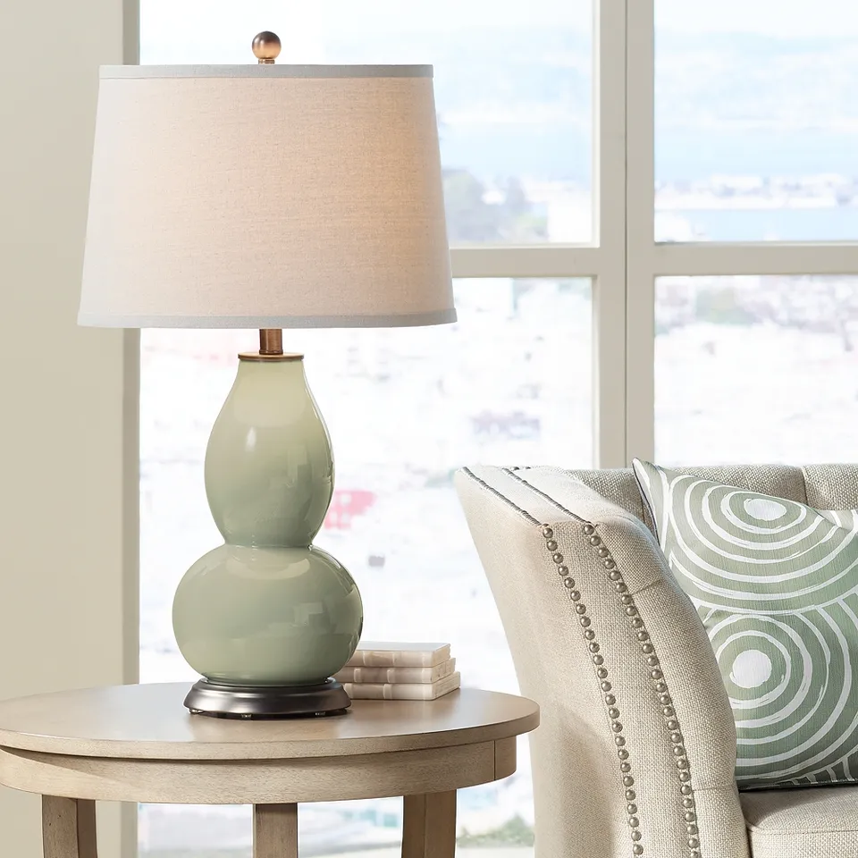 Color Plus Double Gourd 28 3/4" High Sage Green Table Lamp