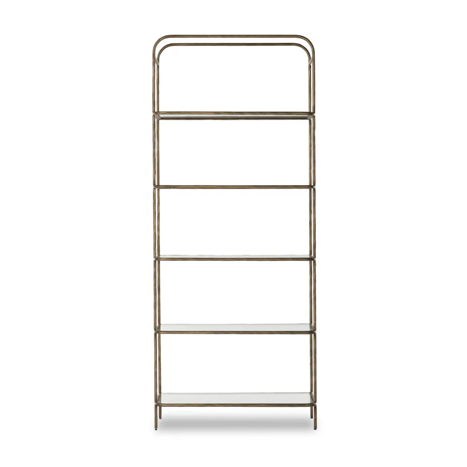 Swinton Bookcase-Hammered Aged Brass