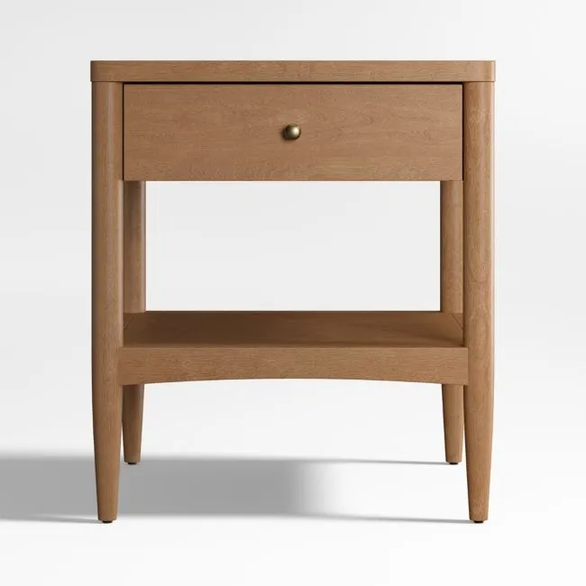 Set of 2 Hampshire 20" Natural Brown Wood Kids Nightstand with Drawer