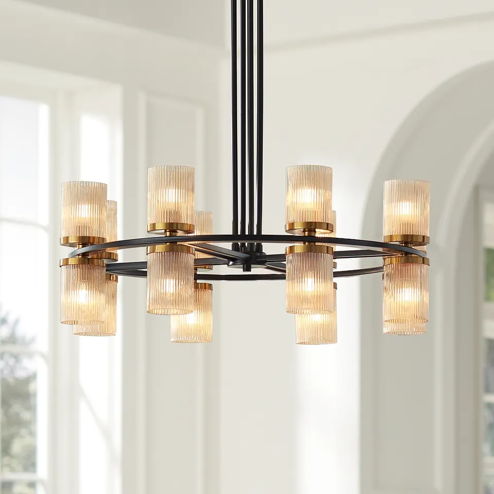 Possini Euro Palais 35 1/2" Modern Black Brass 16-Light Chandelier