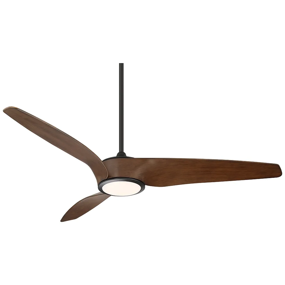 56" Casa Como Matte Back and Dark Walnut LED Modern Ceiling Fan