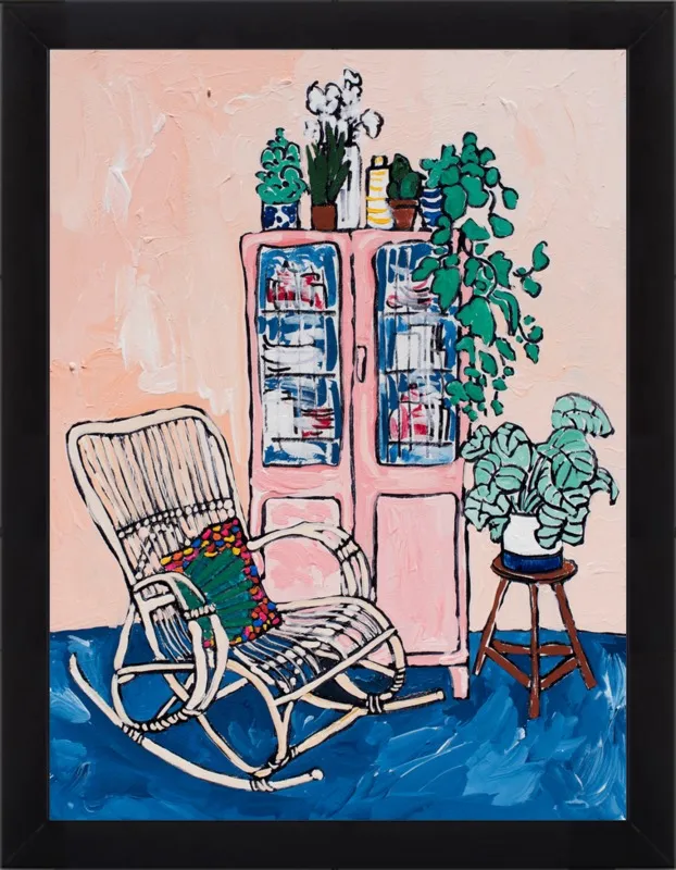 Rocking Chair In Pink Interior by Lara Lee Meintjes for Artfully Walls