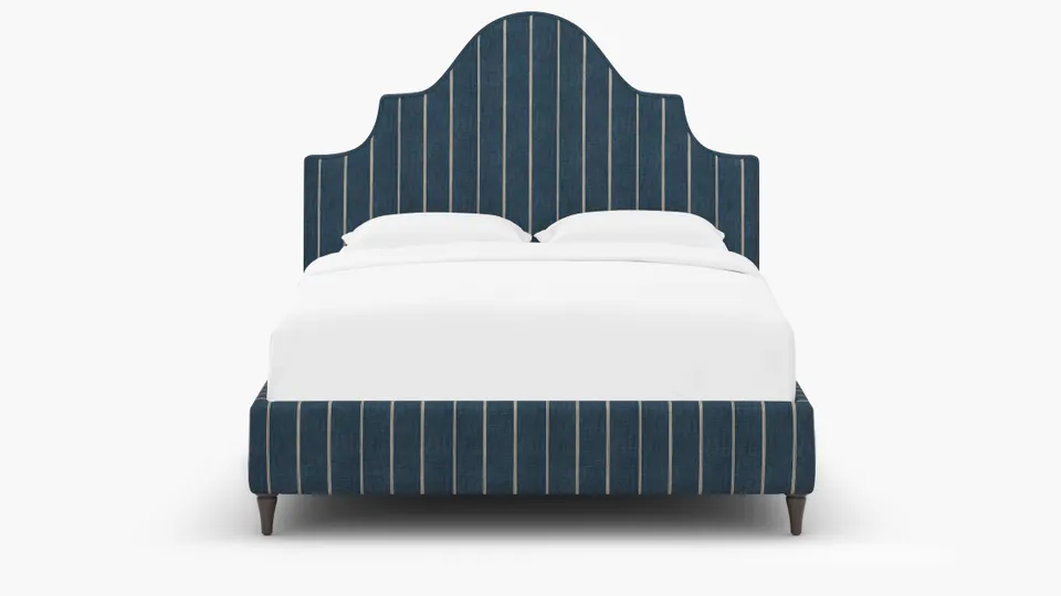 Statement Bed, Indigo Felix, Espresso Decorative Tapered Leg, Queen