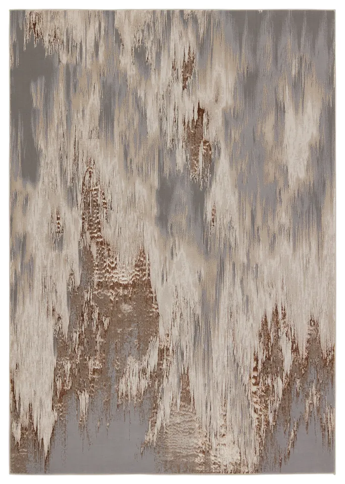 Ulysses Abstract Taupe/ Gray Runner Rug (2'2"X8')