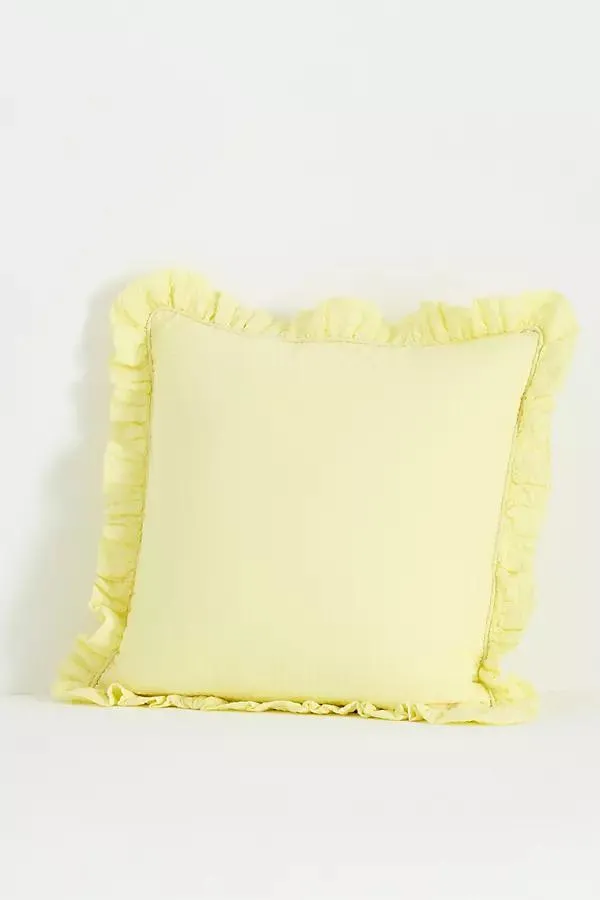 Bridget Cotton Yarn-Dyed Seersucker Ruffle Pillow
