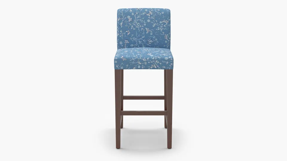 Signature Dining Bar Stool, Blue Mariposa, Walnut Square Tapered Leg