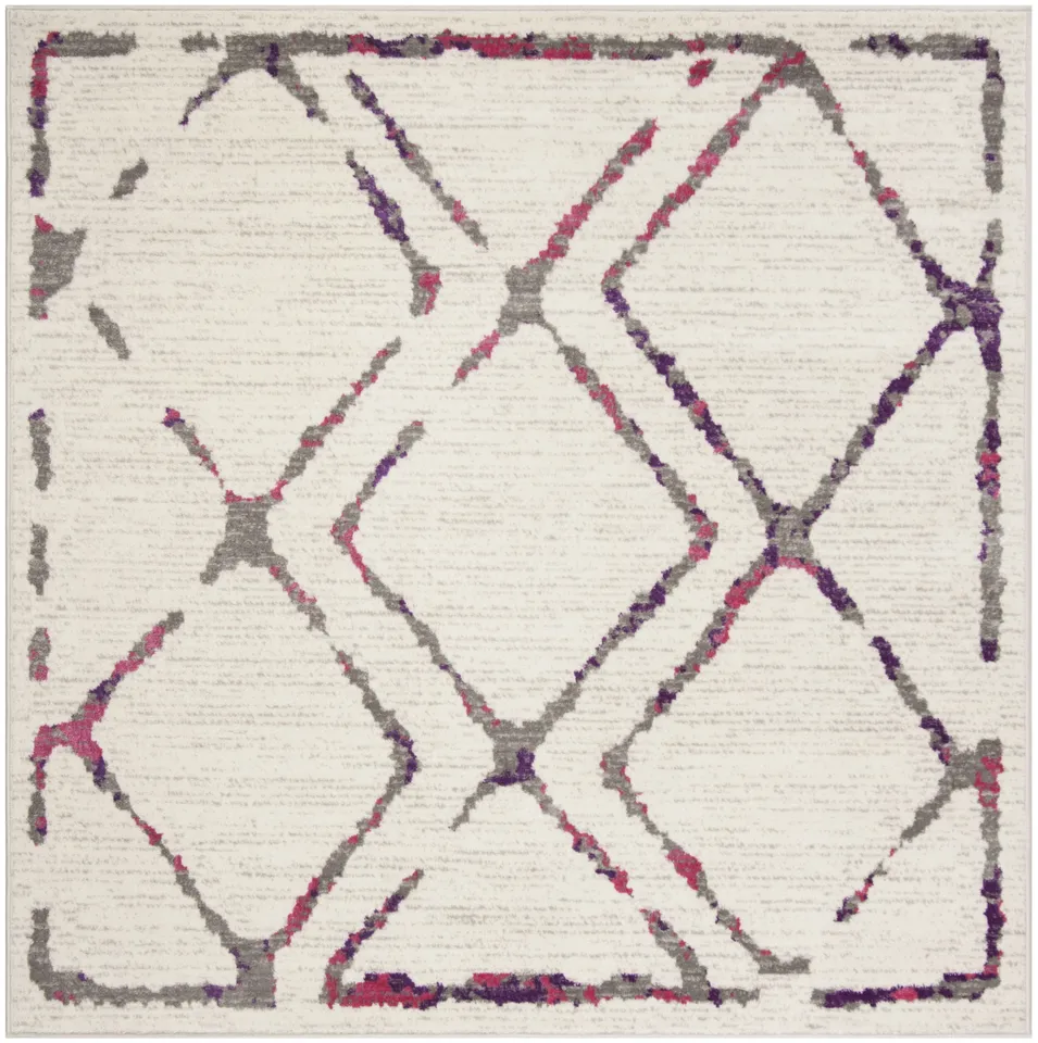 Arlo Home Woven Area Rug, SKY197F, Ivory/Pink,  6' 7" X 6' 7" Square