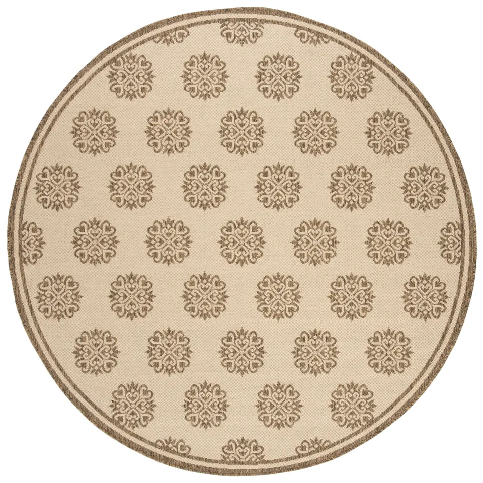 Arlo Home Indoor/Outdoor Woven Area Rug, LND181A, Cream/Beige,  6' 7" X 6' 7" Round