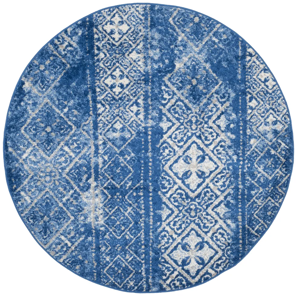 Arlo Home Woven Area Rug, ADR111F, Silver/Blue,  6' X 6' Round