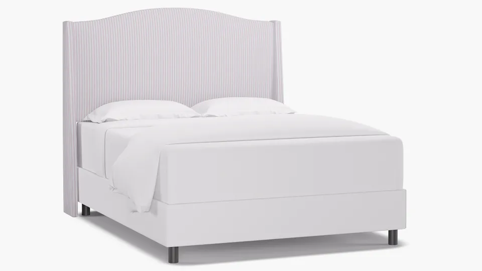 Classic Wingback Headboard, Pink Classic Ticking Stripe, Queen