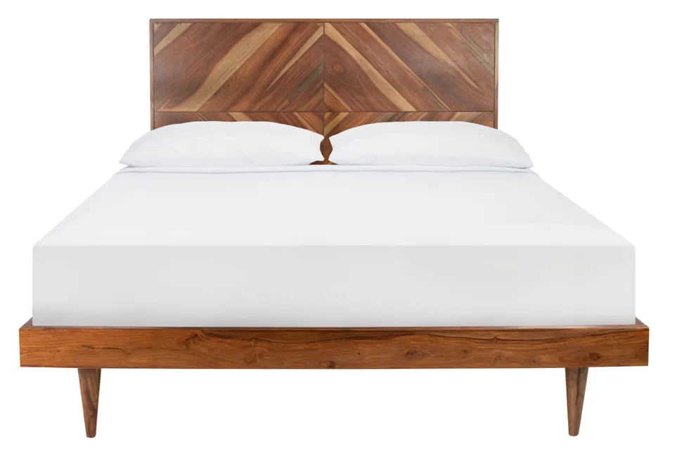 Safavieh Couture Macibryn Wood Herringbone Bed, Natural, Queen
