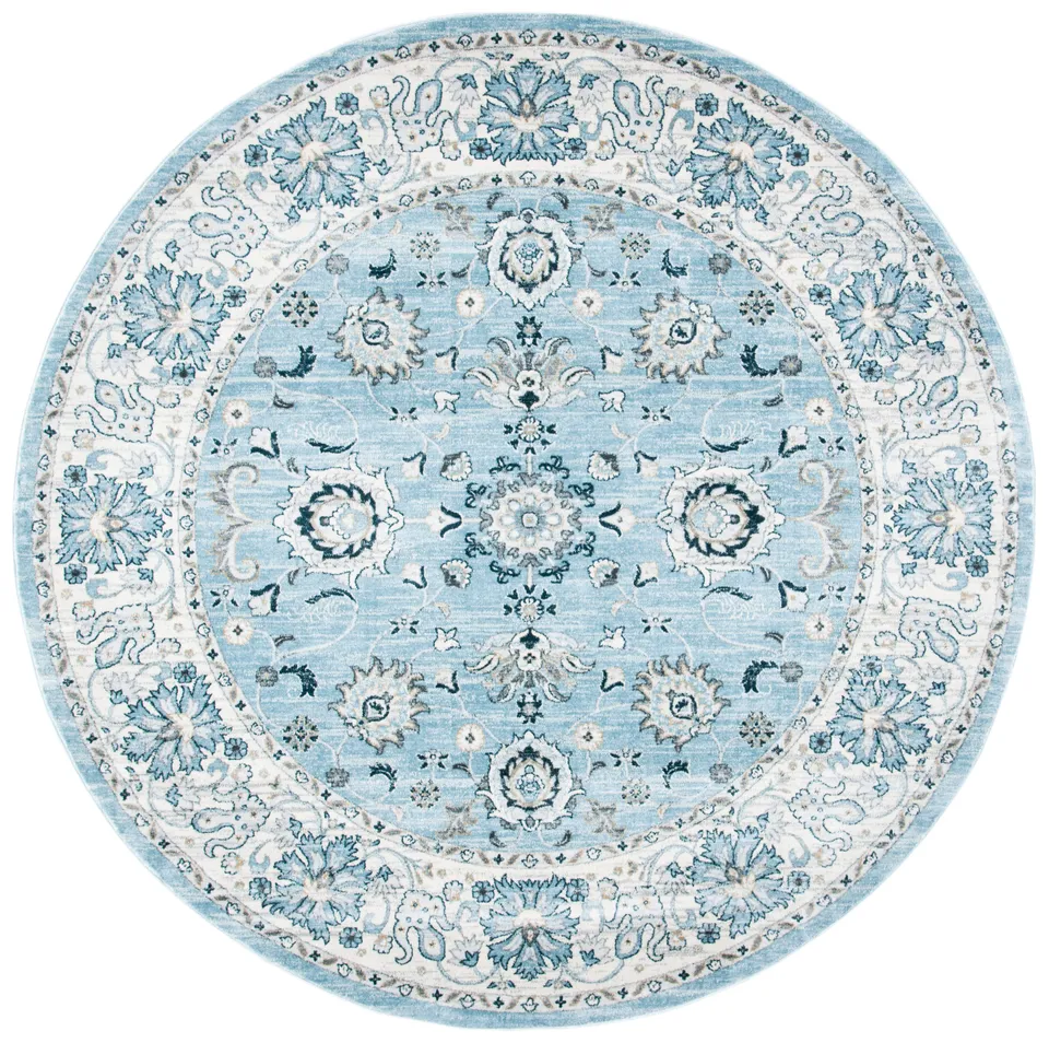 Arlo Home Power Loomed Area Rug, ISA940M, Light Blue/Cream, 6'7" X 6'7" Round