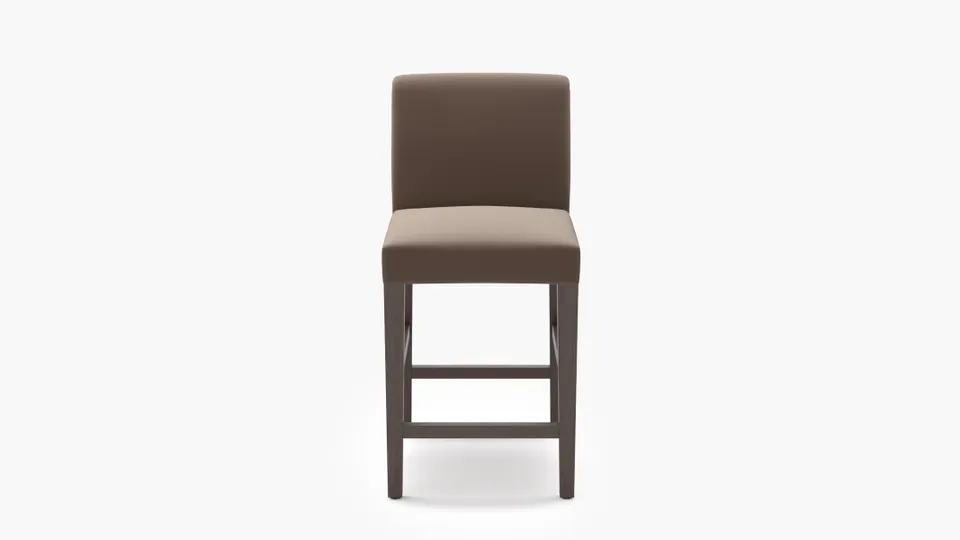Signature Dining Counter Stool, Mink Performance Plush Velvet, Espresso Square Tapered Leg
