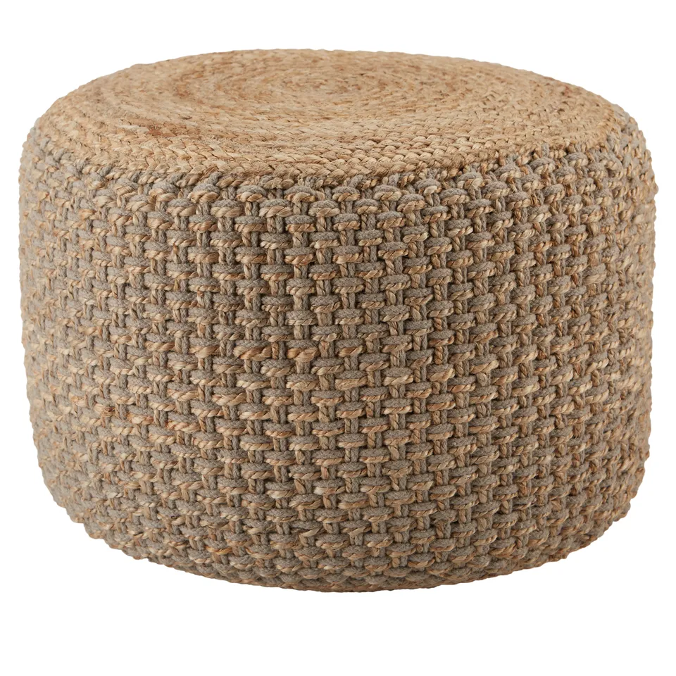 Kealani Trellis Gray/ Beige Cylinder Pouf