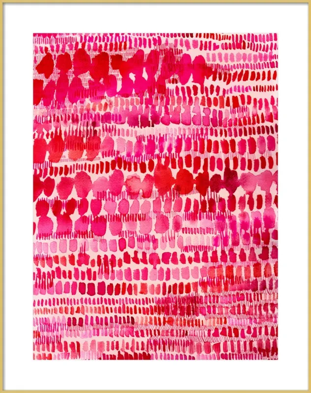 Pink and Red Watercolor Patterns Wall Art  by Paula Mills for Artfully Walls